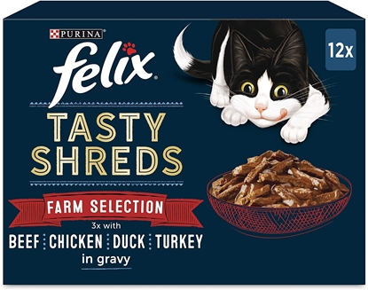 Picture of Felix Tasty Shreds Farm Selection in Gravy Cat Food 12 x 80